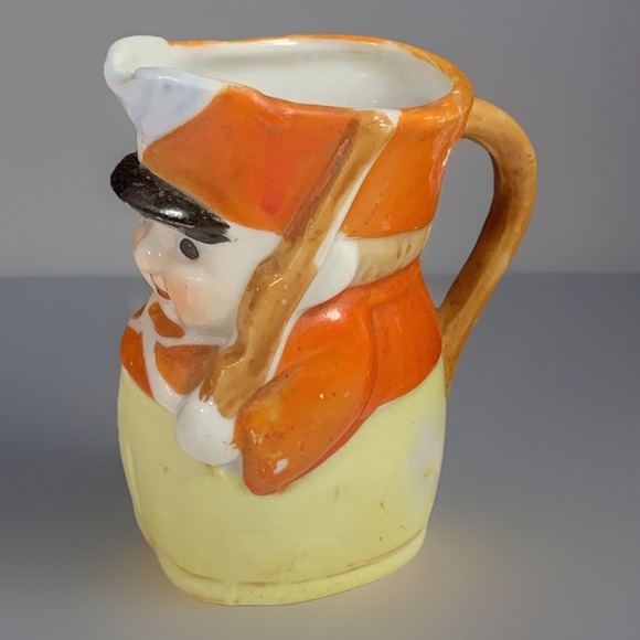 Toby Novelty Ceramic Pitcher + Mug Set Character Face Soldier Quirky 2 Pcs VTG - Picture 3 of 12
